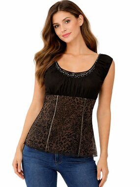 Fresh fx black and leopard print top